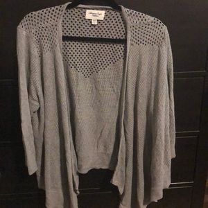 American Eagle Gray Open Waterfall Cardigan